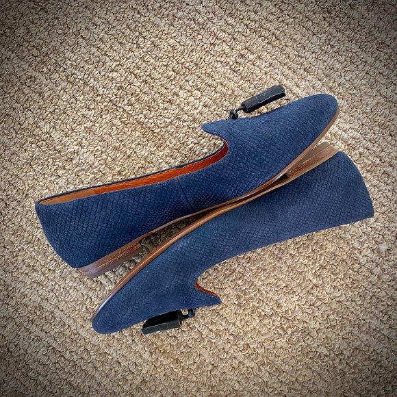 Madewell Leather Tassel Teddy Loafer in Navy Python 6M - Picture 6 of 11